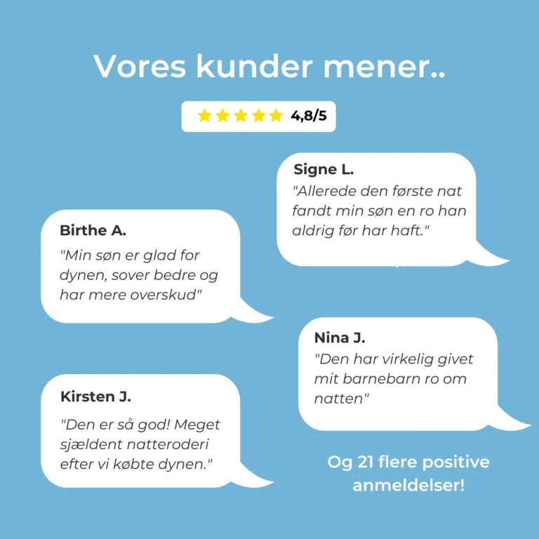 Testimonials for virksomheden Hugged, der forhandler Tyngdedyner.